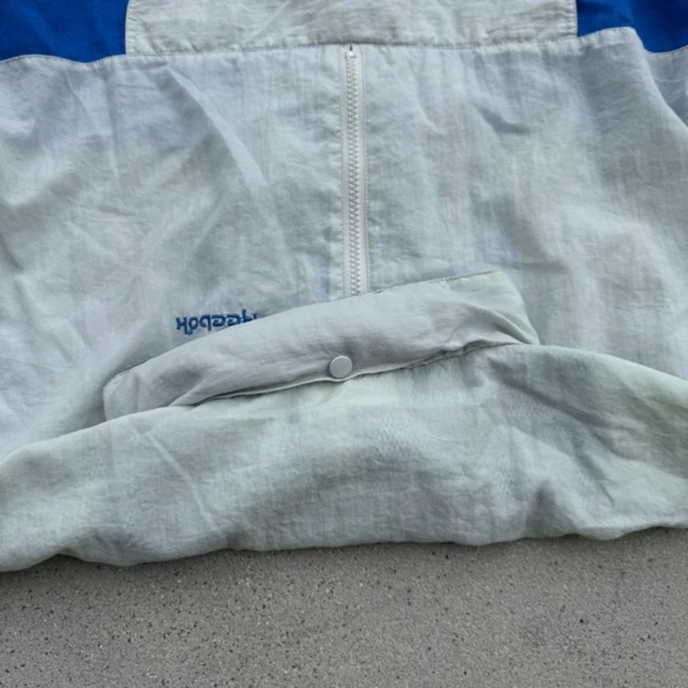 Vintage Reebok Track Jacket Mens X-Large Windbreaker Retro Nylon 90s Grey‎ Blue